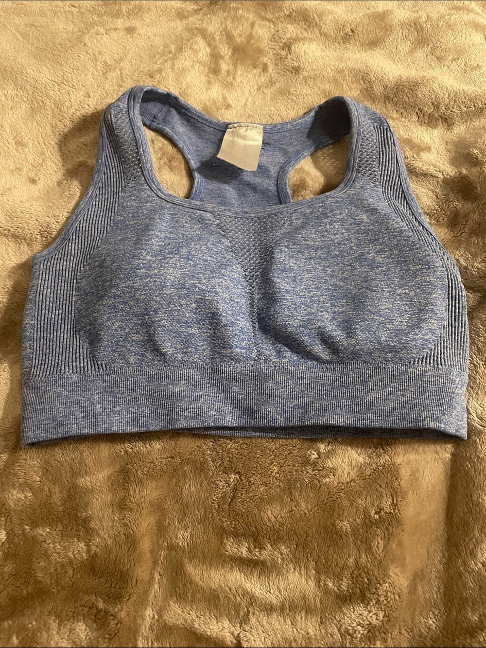 Seamless Blue Heather Racerback Sports Bra